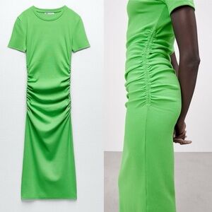 NWT Zara Green Ribbed Dress, Size L
